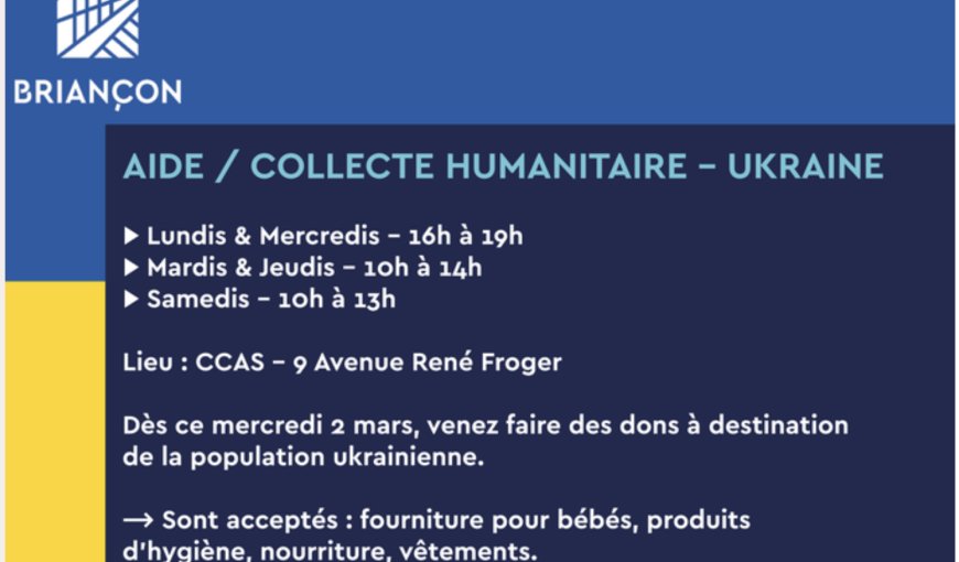 Collecte de produits de première nécessité à destination de la population ukrainienne